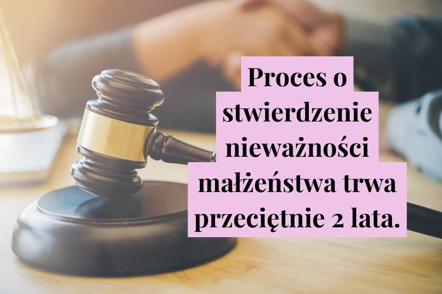 Proces o stwierdzenie nieważności małżeństwa trwa przeciętnie 2 lata.