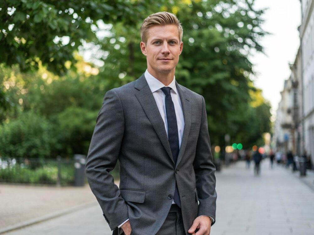 jasny garnitur męski