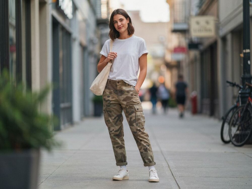 spodnie moro damskie stylizacja casual